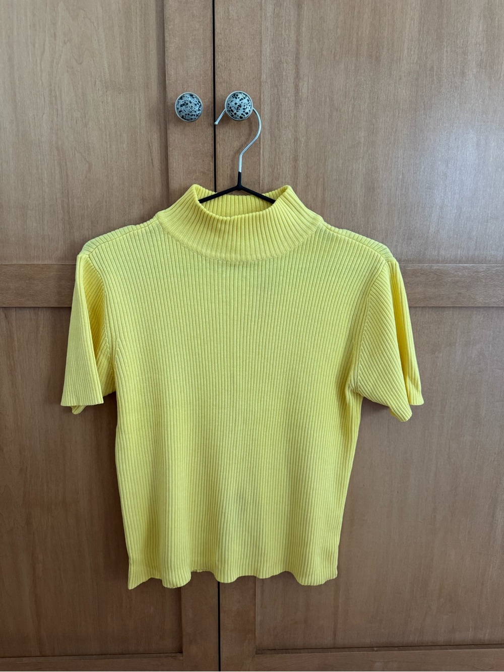 Vintage K.B. Collections Lemon Yellow Ribbed Mock-Neck Top – Petite M